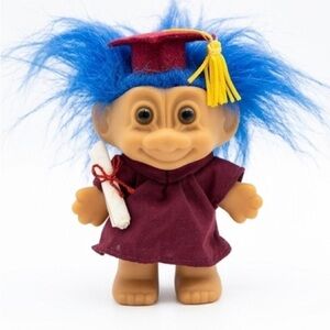Vintage Amram's Graduation Troll Doll - Blue Hair